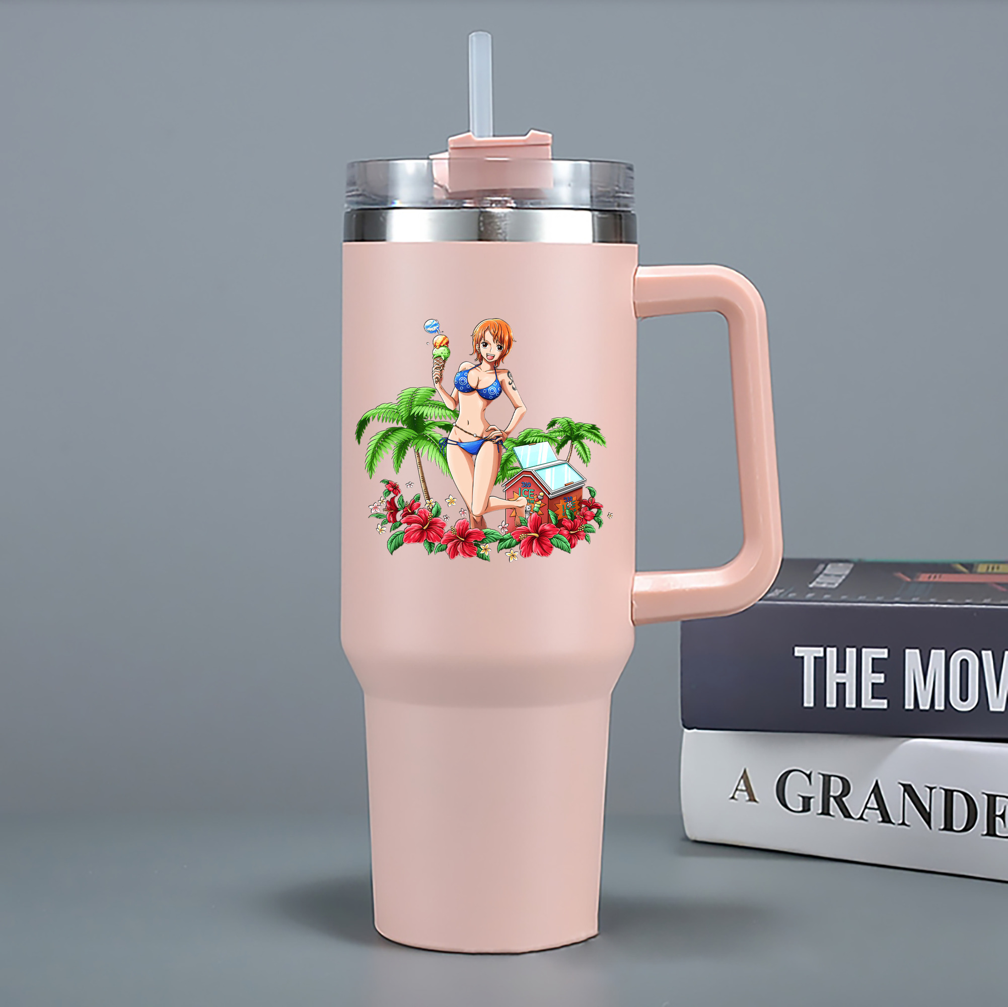ワンピース ナミ ONE PIECE Nami 1200mL車用タンブラー - クリスタルステッカー（プラスチックストロー付き）